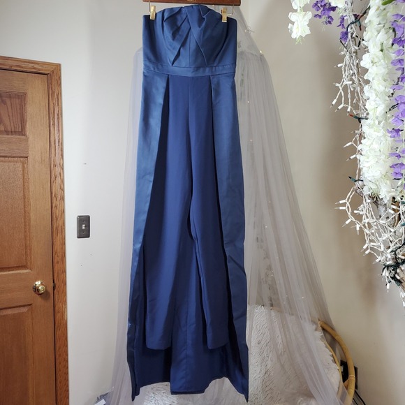 Kay Unger Valia Walk Thru Jumpsuit Maxi Dress Size 6 Runway Formal Starlet Blue - Picture 3 of 6